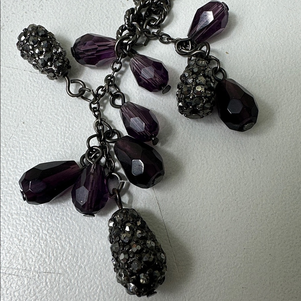 White House black market Black Chain Necklace with Purple Crystal Drops - Picture 6 of 7